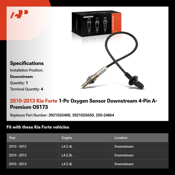 2010-2013 Kia Forte 1-Pc Oxygen Sensor Downstream 4-Pin A-Premium OS173