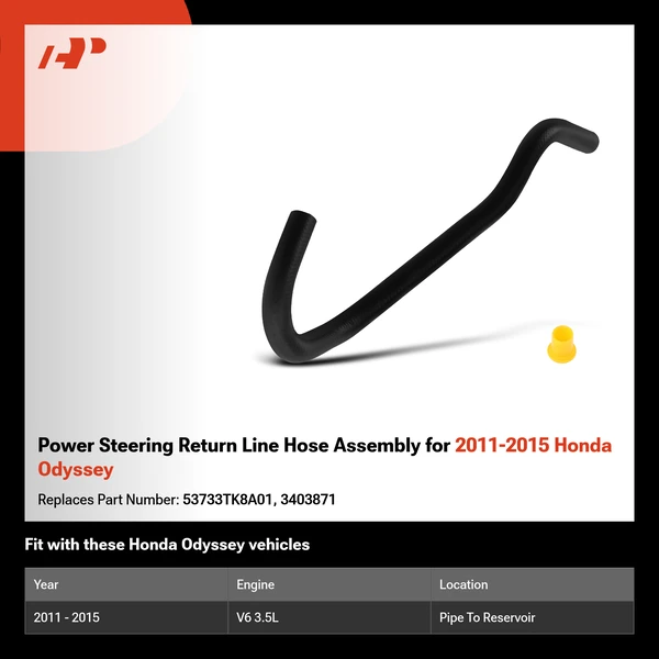 Power Steering Return Line Hose Assembly for 2011-2015 Honda Odyssey