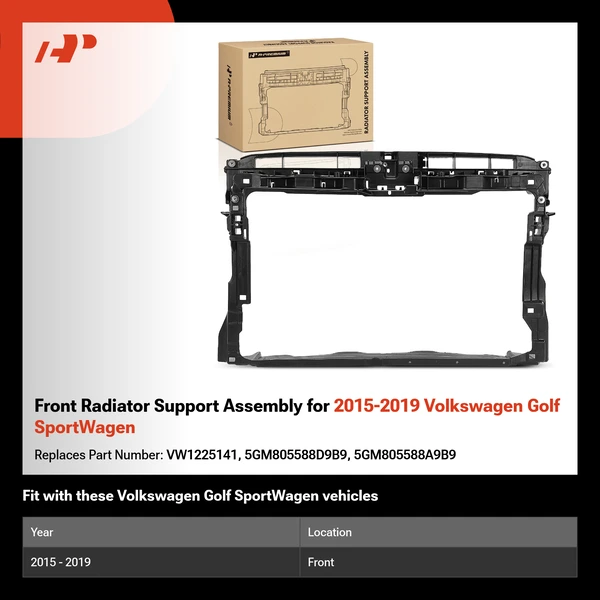 Front Radiator Support Assembly for 2015-2019 Volkswagen Golf SportWagen