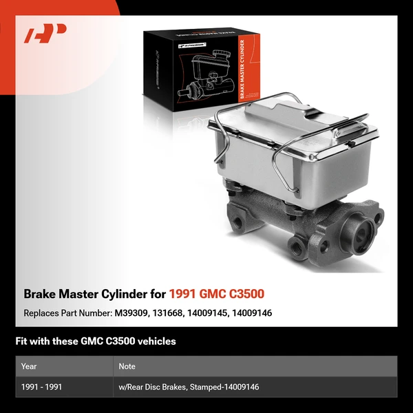 Brake Master Cylinder for 1991 GMC C3500