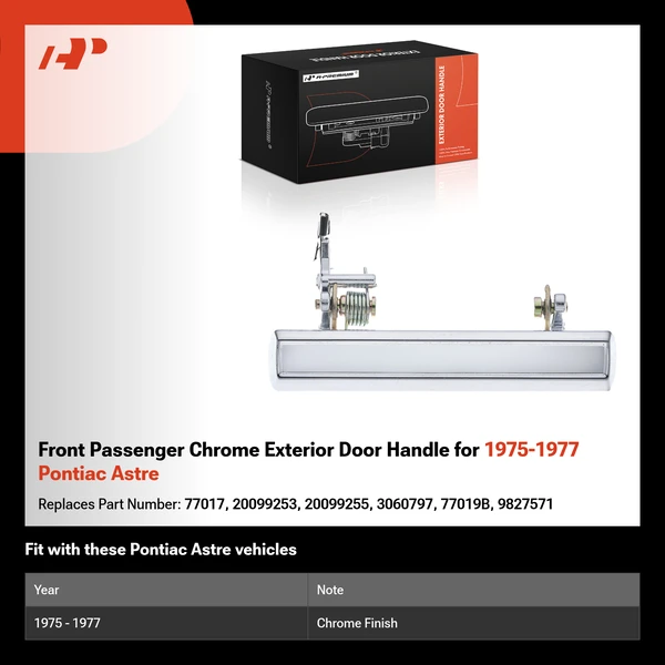 Front Passenger Chrome Exterior Door Handle for 1975-1977 Pontiac Astre