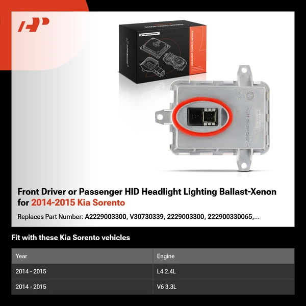 Front Driver or Passenger HID Headlight Lighting Ballast-Xenon for 2014-2015 Kia Sorento