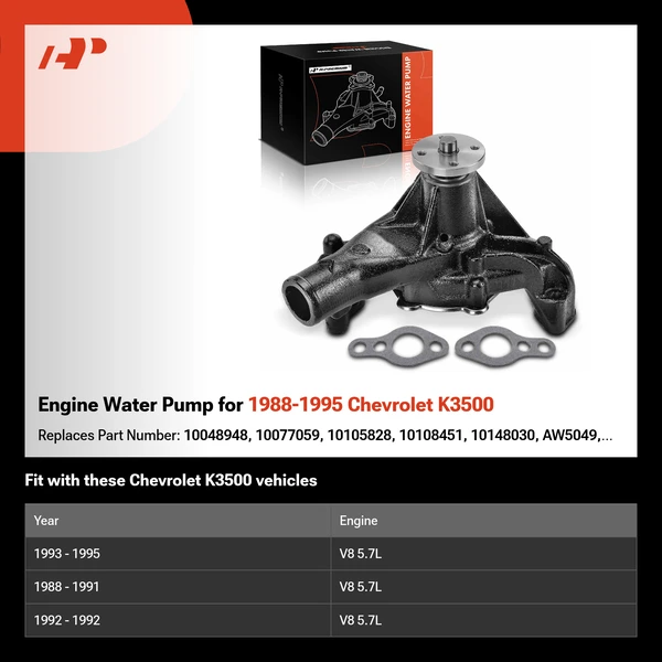 Engine Water Pump for 1988-1995 Chevrolet K3500
