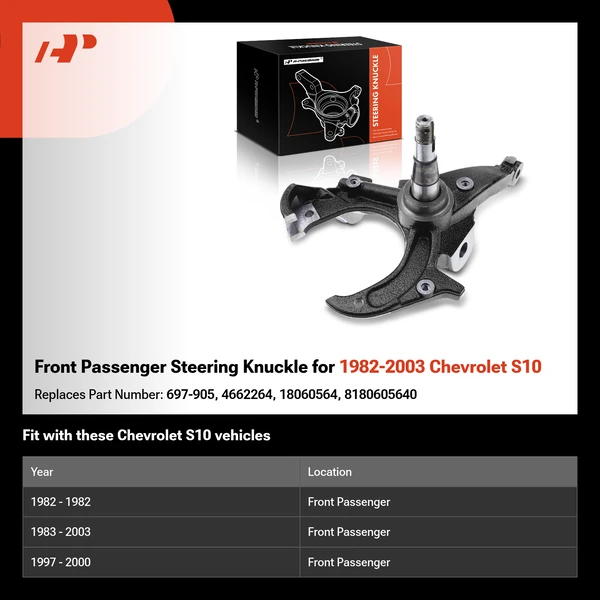 Front Passenger Steering Knuckle for 1982-2003 Chevrolet S10