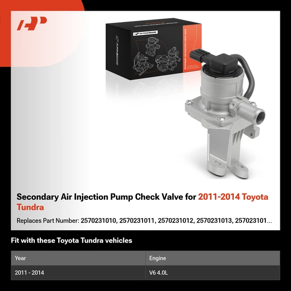 Secondary Air Injection Pump Check Valve for 2011-2014 Toyota Tundra