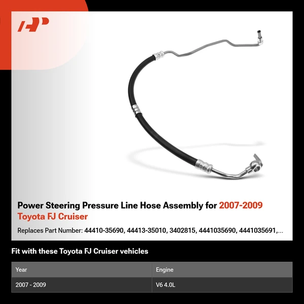 Power Steering Pressure Line Hose Assembly for 2007-2009 Toyota FJ Cruiser