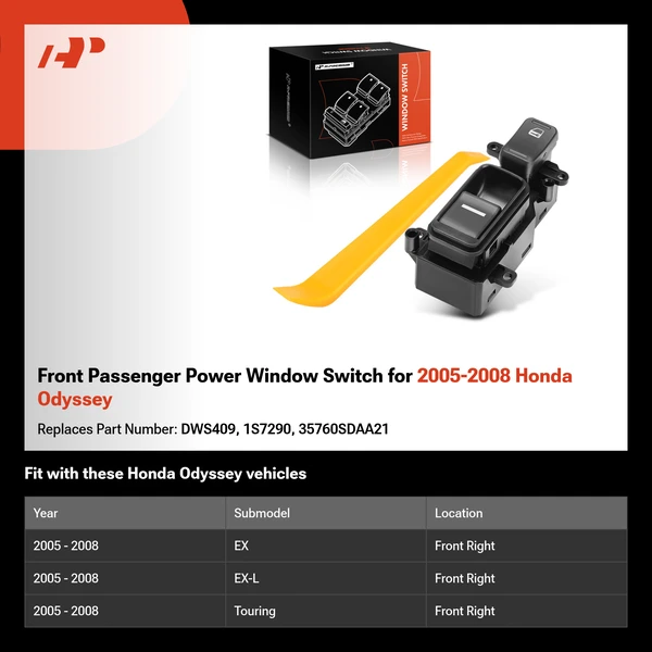 Front Passenger Power Window Switch for 2005-2008 Honda Odyssey