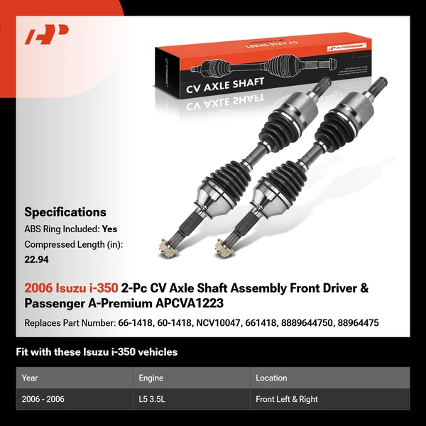 2006 Isuzu i-350 2-Pc CV Axle Shaft Assembly Front Driver & Passenger A-Premium APCVA1223