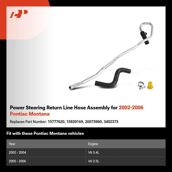Power Steering Return Line Hose Assembly for 2002-2006 Pontiac Montana