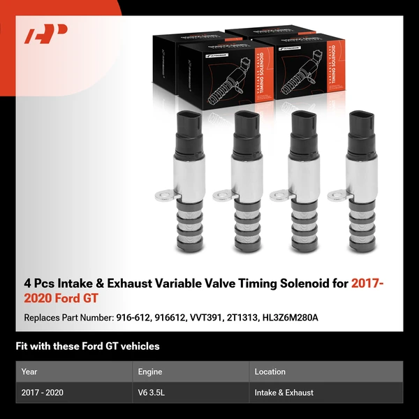 4 Pcs Intake & Exhaust Variable Valve Timing Solenoid for 2017-2020 Ford GT