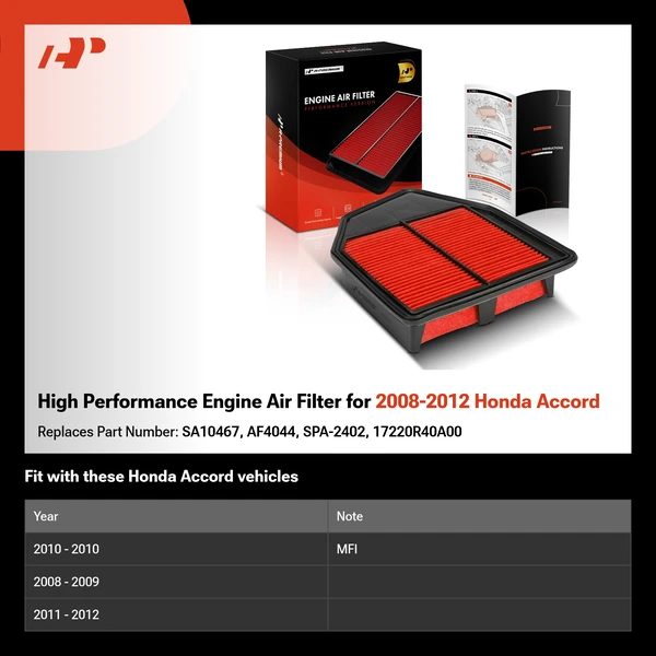 High Performance Engine Air Filter for 2008-2012 Honda Accord