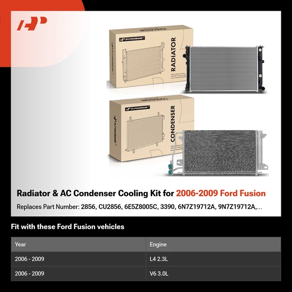 Radiator & AC Condenser Cooling Kit for 2006-2009 Ford Fusion