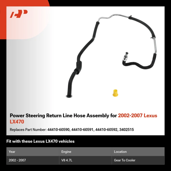 Power Steering Return Line Hose Assembly for 2002-2007 Lexus LX470