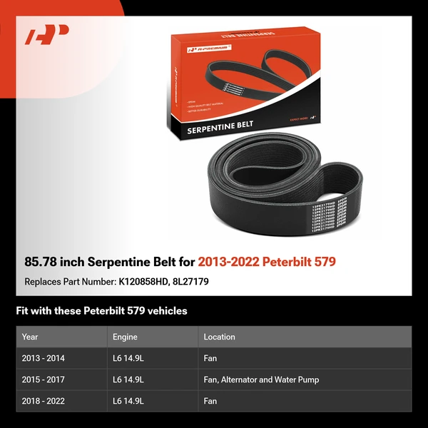 85.78 inch Serpentine Belt for 2013-2022 Peterbilt 579