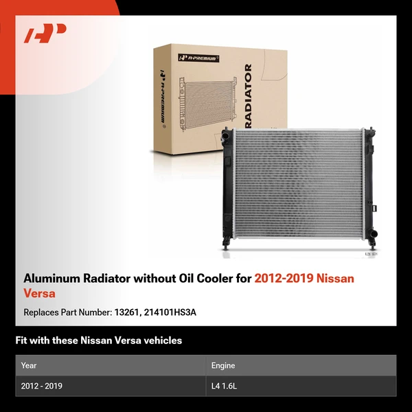 Aluminum Radiator without Oil Cooler for 2012-2019 Nissan Versa