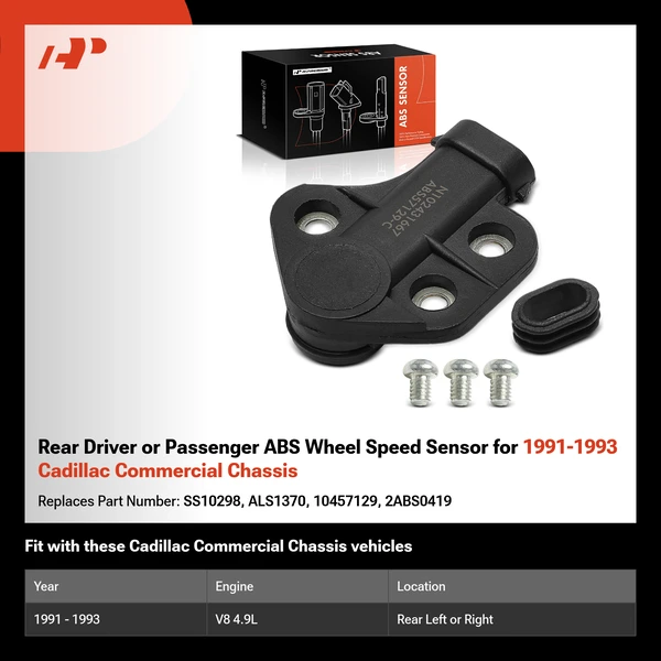 Rear Driver or Passenger ABS Wheel Speed Sensor for 1991-1993 Cadillac Commercial Chassis