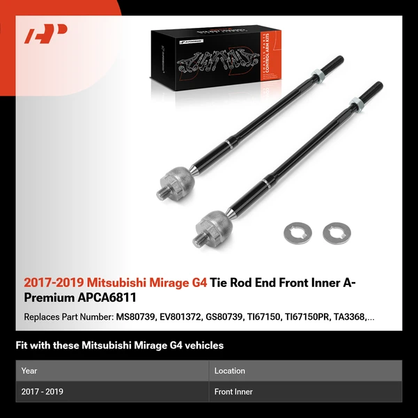2017-2019 Mitsubishi Mirage G4 Tie Rod End Front Inner A-Premium APCA6811