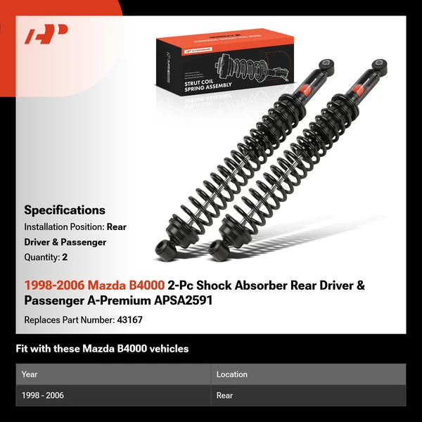 1998-2006 Mazda B4000 2-Pc Shock Absorber Rear Driver & Passenger A-Premium APSA2591