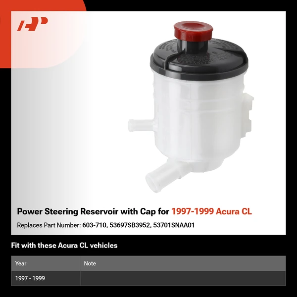 Power Steering Reservoir with Cap for 1997-1999 Acura CL