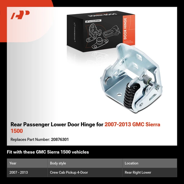 Rear Passenger Lower Door Hinge for 2007-2013 GMC Sierra 1500