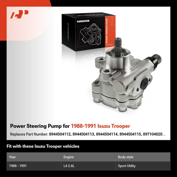 Power Steering Pump for 1988-1991 Isuzu Trooper