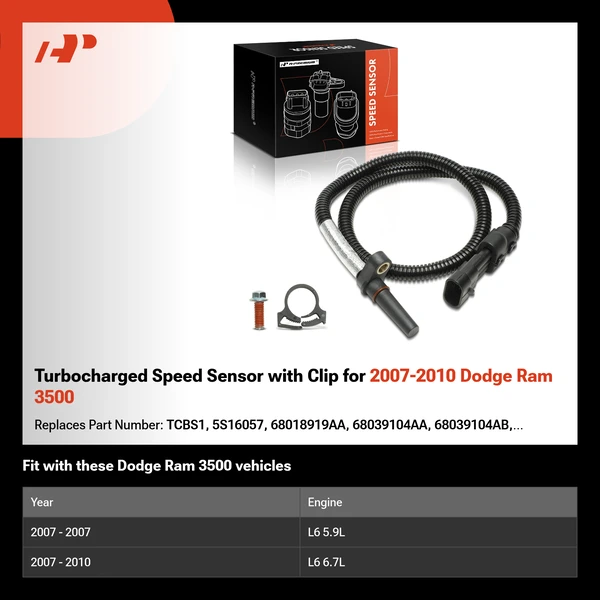 Turbocharged Speed Sensor with Clip for 2007-2010 Dodge Ram 3500
