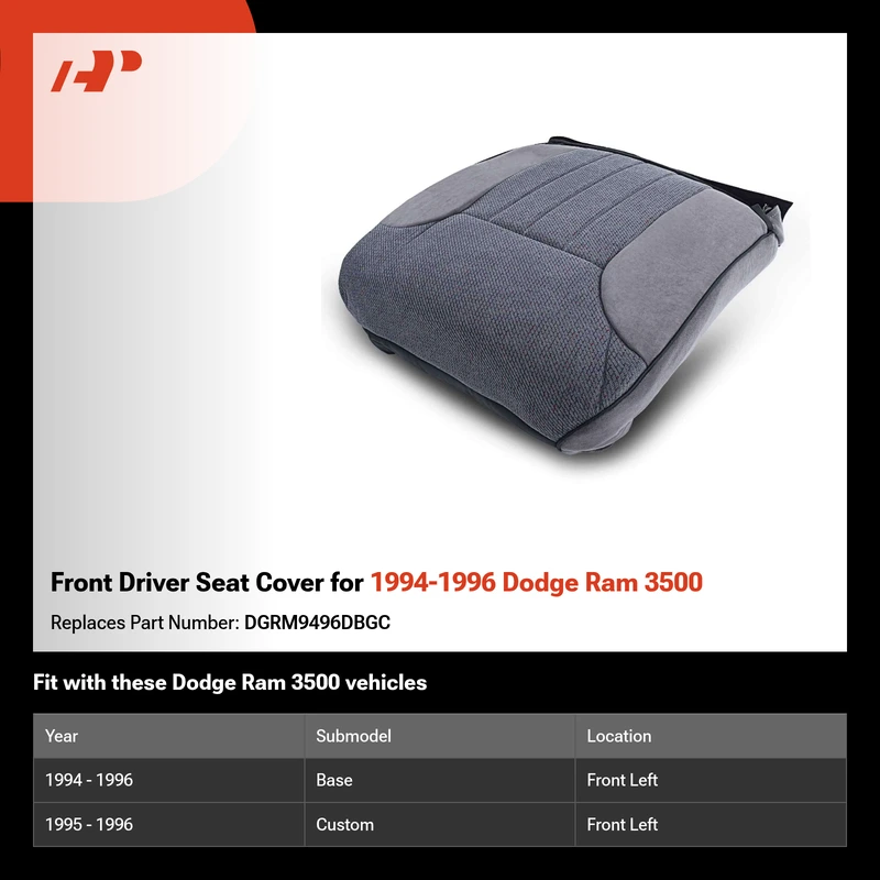 Front Driver Seat Cover for 1994-1996 Dodge Ram 3500