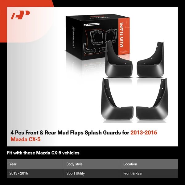 4 Pcs Front & Rear Mud Flaps Splash Guards for 2013-2016 Mazda CX-5