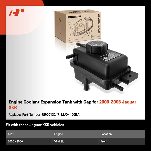 Engine Coolant Expansion Tank with Cap for 2000-2006 Jaguar XKR