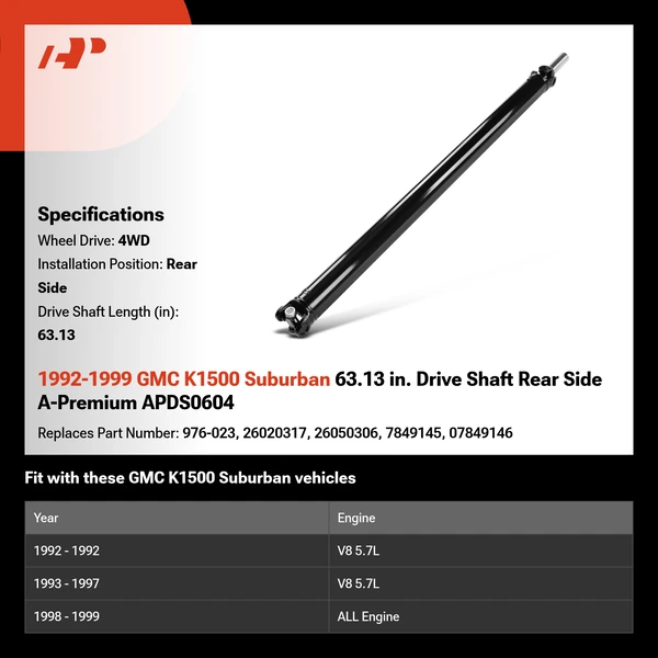 1992-1999 GMC K1500 Suburban 63.13 in. Drive Shaft Rear Side A-Premium APDS0604