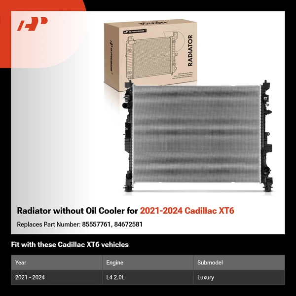 Radiator without Oil Cooler for 2021-2024 Cadillac XT6