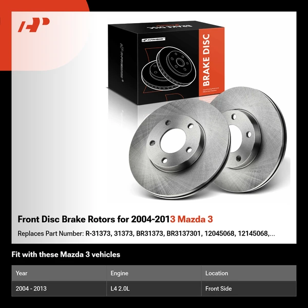 Front Disc Brake Rotors for 2004-2013 Mazda 3