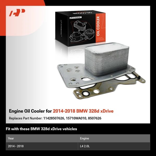 Engine Oil Cooler for 2014-2018 BMW 328d xDrive