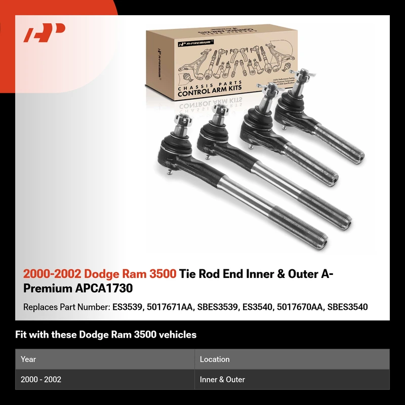 2000-2002 Dodge Ram 3500 Tie Rod End Inner & Outer A-Premium APCA1730