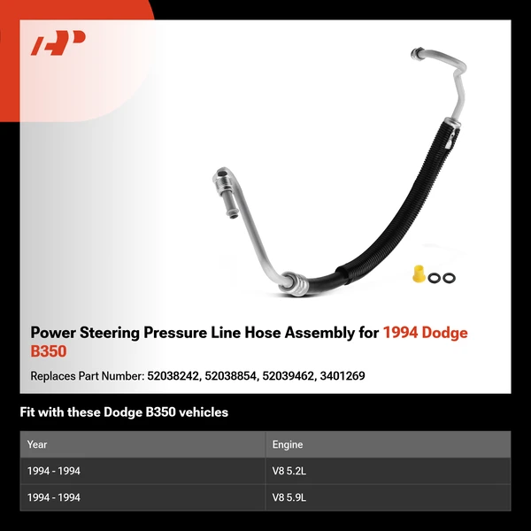 Power Steering Pressure Line Hose Assembly for 1994 Dodge B350