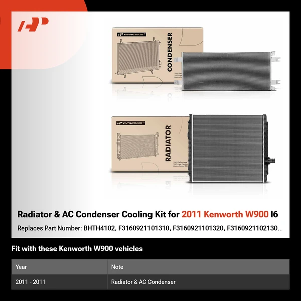 Radiator & AC Condenser Cooling Kit for 2011 Kenworth W900 l6