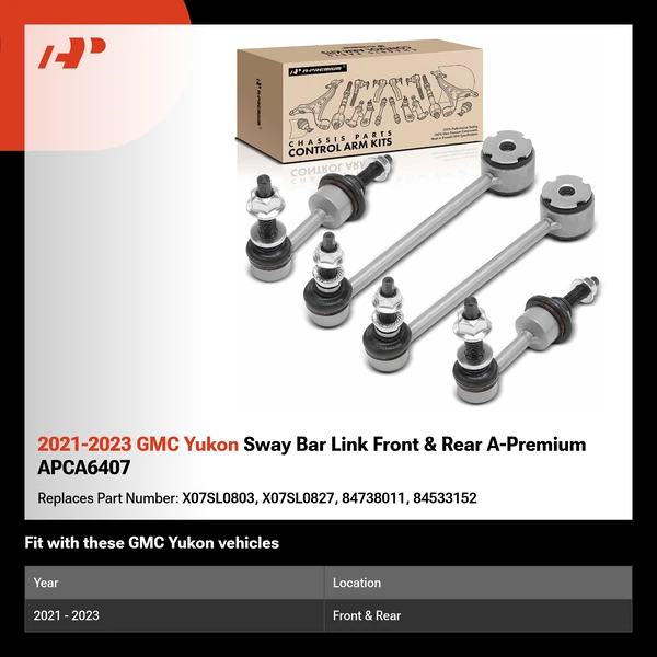 2021-2023 GMC Yukon Sway Bar Link Front & Rear A-Premium APCA6407