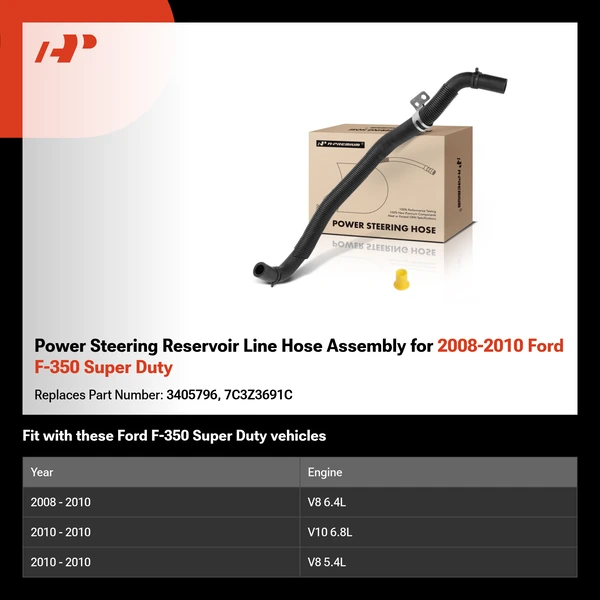 Power Steering Reservoir Line Hose Assembly for 2008-2010 Ford F-350 Super Duty