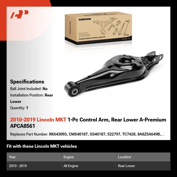 2010-2019 Lincoln MKT 1-Pc Control Arm, Rear Lower A-Premium APCA8561