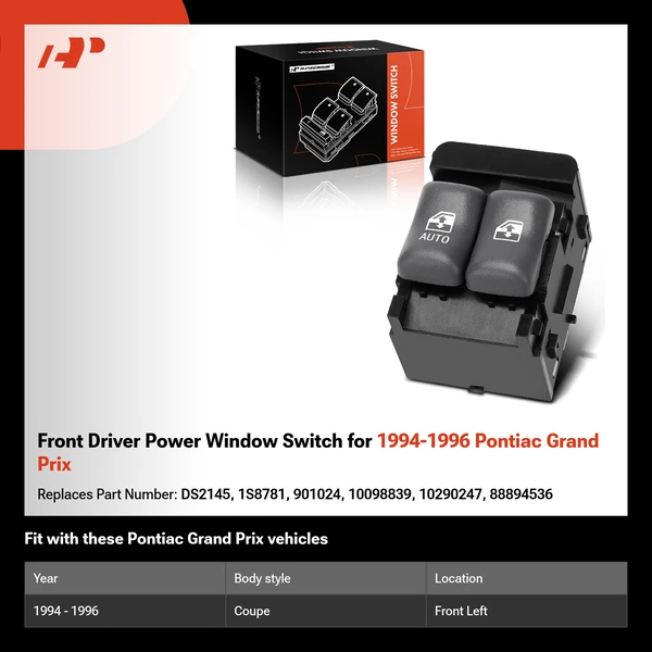Front Driver Power Window Switch for 1994-1996 Pontiac Grand Prix
