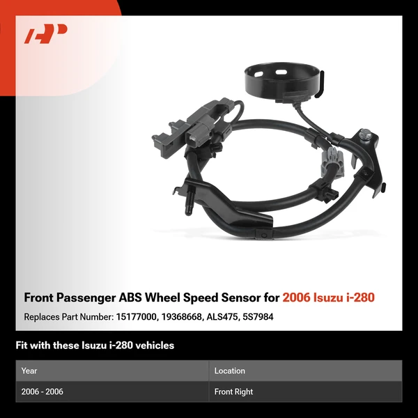 Front Passenger ABS Wheel Speed Sensor for 2006 Isuzu i-280