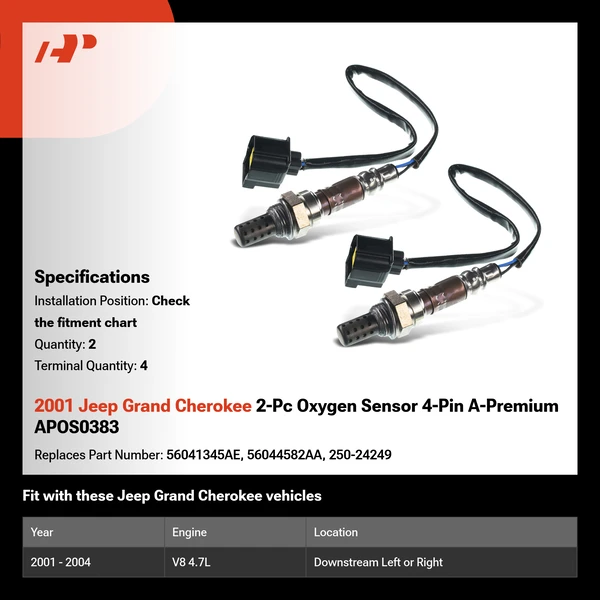 2001 Jeep Grand Cherokee 2-Pc Oxygen Sensor 4-Pin A-Premium APOS0383