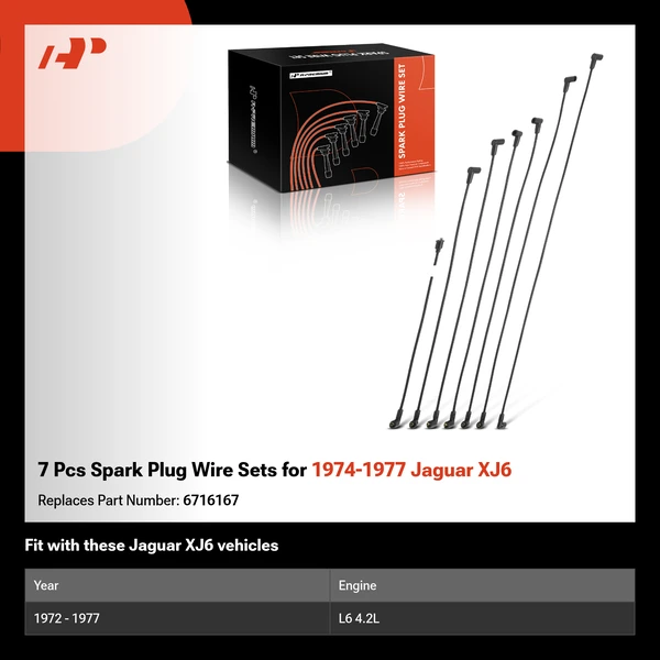 7 Pcs Spark Plug Wire Sets for 1974-1977 Jaguar XJ6