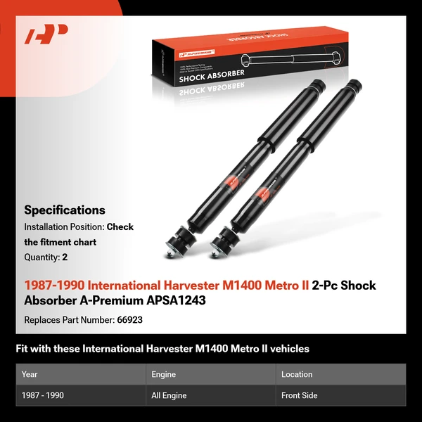 1987-1990 International Harvester M1400 Metro II 2-Pc Shock Absorber A-Premium APSA1243