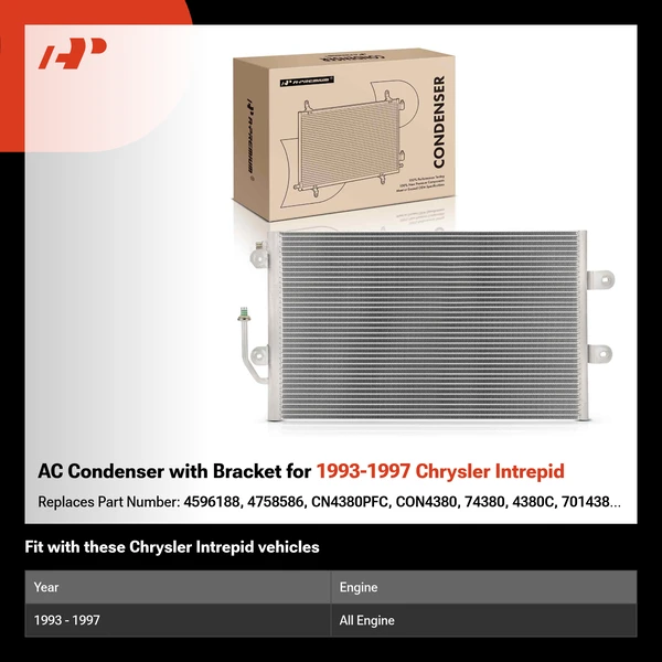 AC Condenser with Bracket for 1993-1997 Chrysler Intrepid