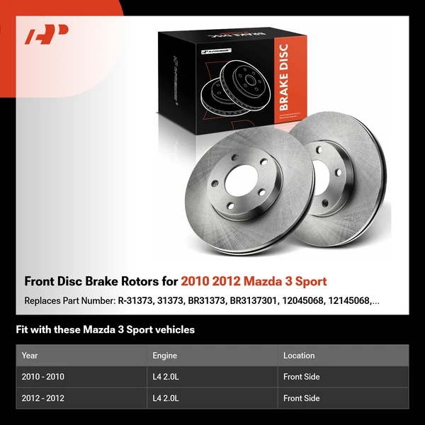 Front Disc Brake Rotors for 2010 2012 Mazda 3 Sport