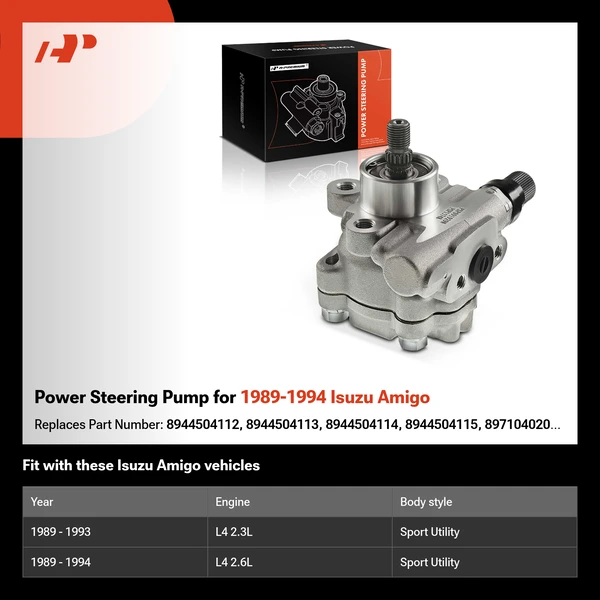 Power Steering Pump for 1989-1994 Isuzu Amigo