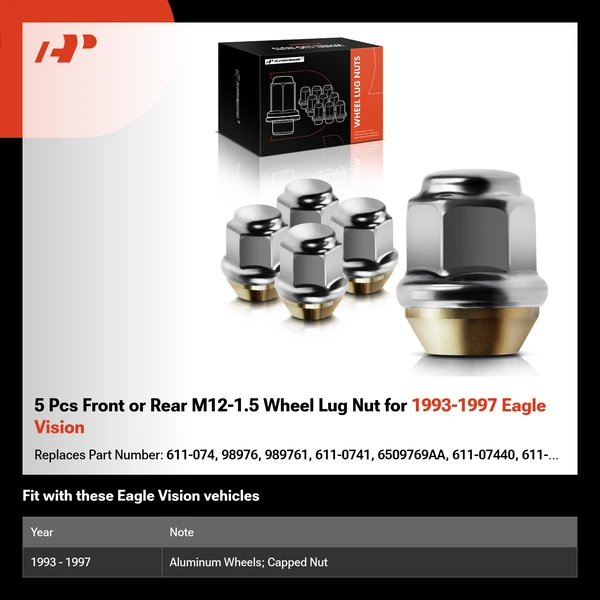 5 Pcs Front or Rear M12-1.5 Wheel Lug Nut for 1993-1997 Eagle Vision
