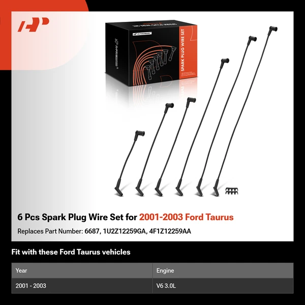 6 Pcs Spark Plug Wire Set for 2001-2003 Ford Taurus