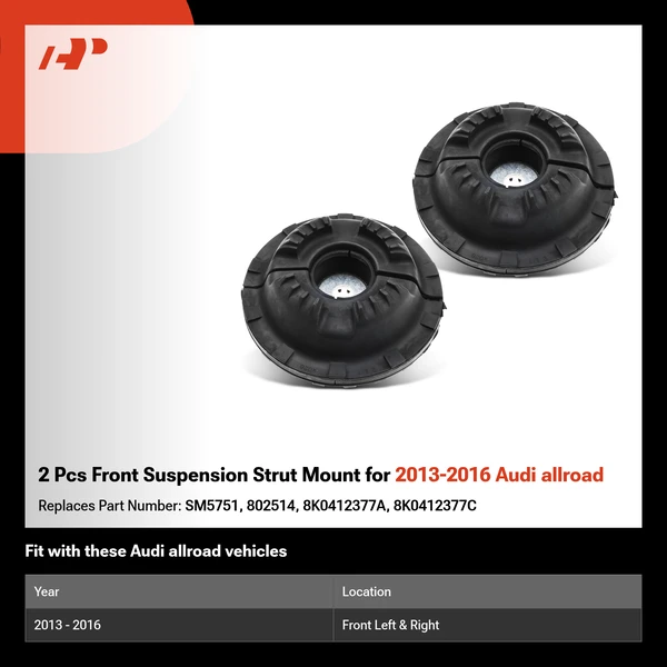 2 Pcs Front Suspension Strut Mount for 2013-2016 Audi allroad